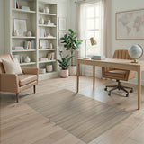Beige and Neutral Beige Striped Woven Coastal Area Rug