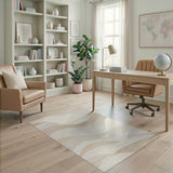 Serene Beige Abstract Wave Area Rug