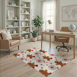 Washable Christmas Gingerbread Man Area Rug - Low Pile Non-Slip Holiday Decor