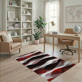 Red Wavy Stripe Geometric Area Rug