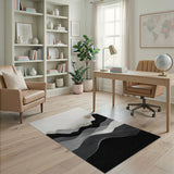 ODIKA Modern Washable Abstract Mountain Landscape Area Rug - Black & White Low Pile