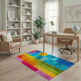 Vibrant Multi-Color Geometric Abstract Geometric Modern Area Rug