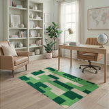 Green Geometric Modern Green Geometric Block Modern Area Rug