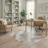 Beige and Neutral Wave Beige Abstract Wave Area Rug