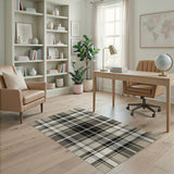 Neutral Beige Plaid Area Rug