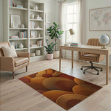 Overlapping Circle Shag Area Rug in Warm Orange Tones
