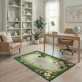 Lush Green Butterfly Floral Vine Rug