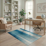 Blue Teal Vertical Stripe Area Rug