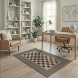 Beige Brown Diamond Plaid Area Rug