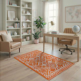 Vibrant Orange Geometric Heritage Tribal Rug