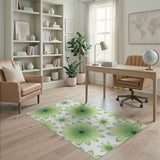 Vibrant Green Daisy Scatter Area Rug
