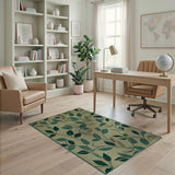 Green Leaf Vine Woven Area Rug