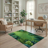 Boho Chic Lush Monstera Leaf Green Area Rug