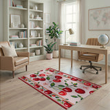 Pink Cherry Fruit Pattern Pink Area Rug