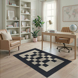 Black and White Geometric Modern Bold Black White Geometric Grid Area Rug
