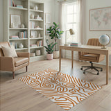 Orange Heritage Tribal Line Art Area Rug