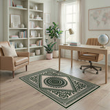 Ornate Green Peacock Mandala Persian Rug