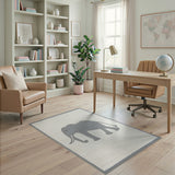 Grey Elephant Silhouette Area Rug