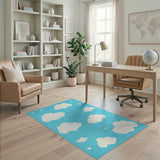 Pixelated Clouds Stars Blue Kids Rug