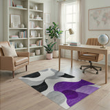 Purple Black Grey Abstract Area Rug