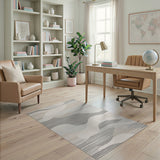 Wavy Grey Layers Abstract Area Rug