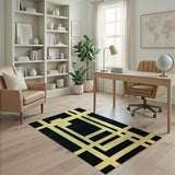 Abstract Black Yellow Geometric Area Rug