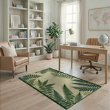 Lush Green Fern Border Area Rug