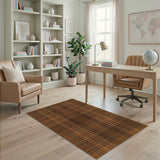 Brown Plaid Rustic Farmhouse Area Rug