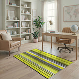 Bold Yellow Black Striped Area Rug