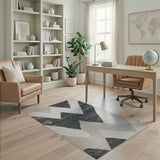 Geometric Modern Black and White Black White Zigzag Geometric Area Rug