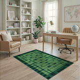 Modern Green Grid Abstract Area Rug