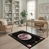 Pink Full Moon Geometric Celestial Rug