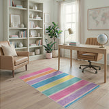 Vibrant Rainbow Striped Area Rug