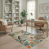 Vintage Birds and Blooms Floral Area Rug