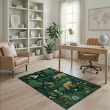 Enchanted Forest Wildlife Green Area Rug
