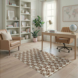 Brown Tan Geometric Lattice Area Rug