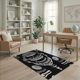 Hooded Skull Line Art Area Rug