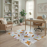 Playful Cartoon Orange Cats Stars Rug