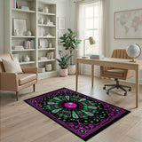 Cosmic Pink Green Mandala Area Rug