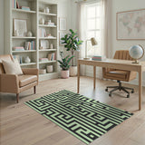 Mint Green Greek Key Maze Area Rug
