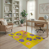 Playful Smiling Daisy Yellow Area Rug