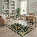 Green Traditional Persian Emerald Green Persian Floral Area Rug
