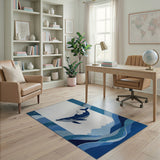 Leaping Blue Whale Ocean Waves Area Rug