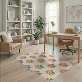 Multi-color and Patterns Rainbow Paw Print Kids Area Rug