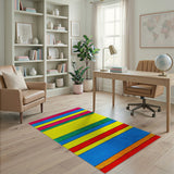 Bold Multi-Color Horizontal Stripe Area Rug