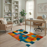 Multi-color and Patterns Vibrant Geometric Shapes Area Rug