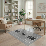 Basketball Court Line Art Area Rug