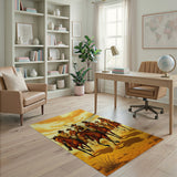 Western Cowboys Galloping Desert Sunset Area Rug