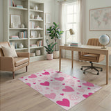 Playful Pink Hearts Polka Dot Area Rug