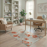 Blush Peony Floral Distressed Vintage Rug